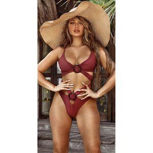 Pretty Little Think Waffle Ring Cross Rose Bikini Set Sz 6